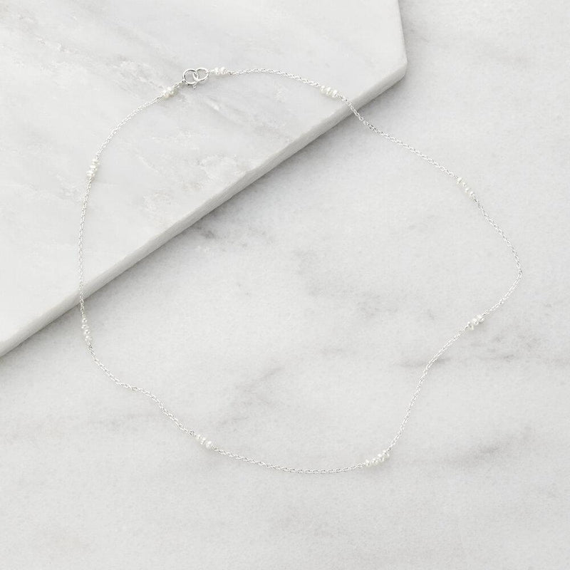 Solid White Gold Mini Pearl Choker