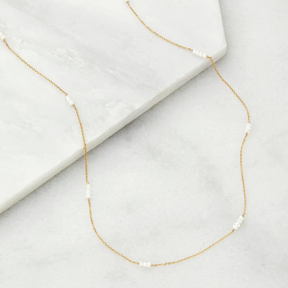 White Gold-Tone Mini Pearl-Style Necklace