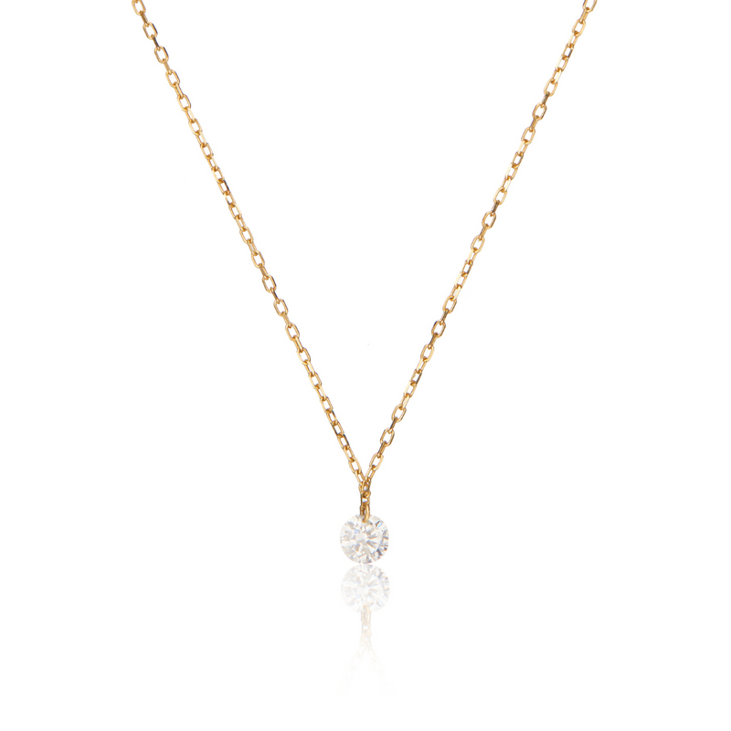 Gold Large Floating Diamond Style Necklace