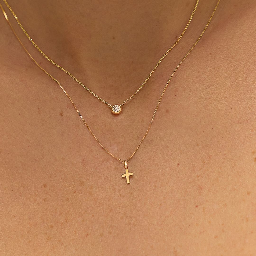 Gold-Tone Tiny Cross Necklace