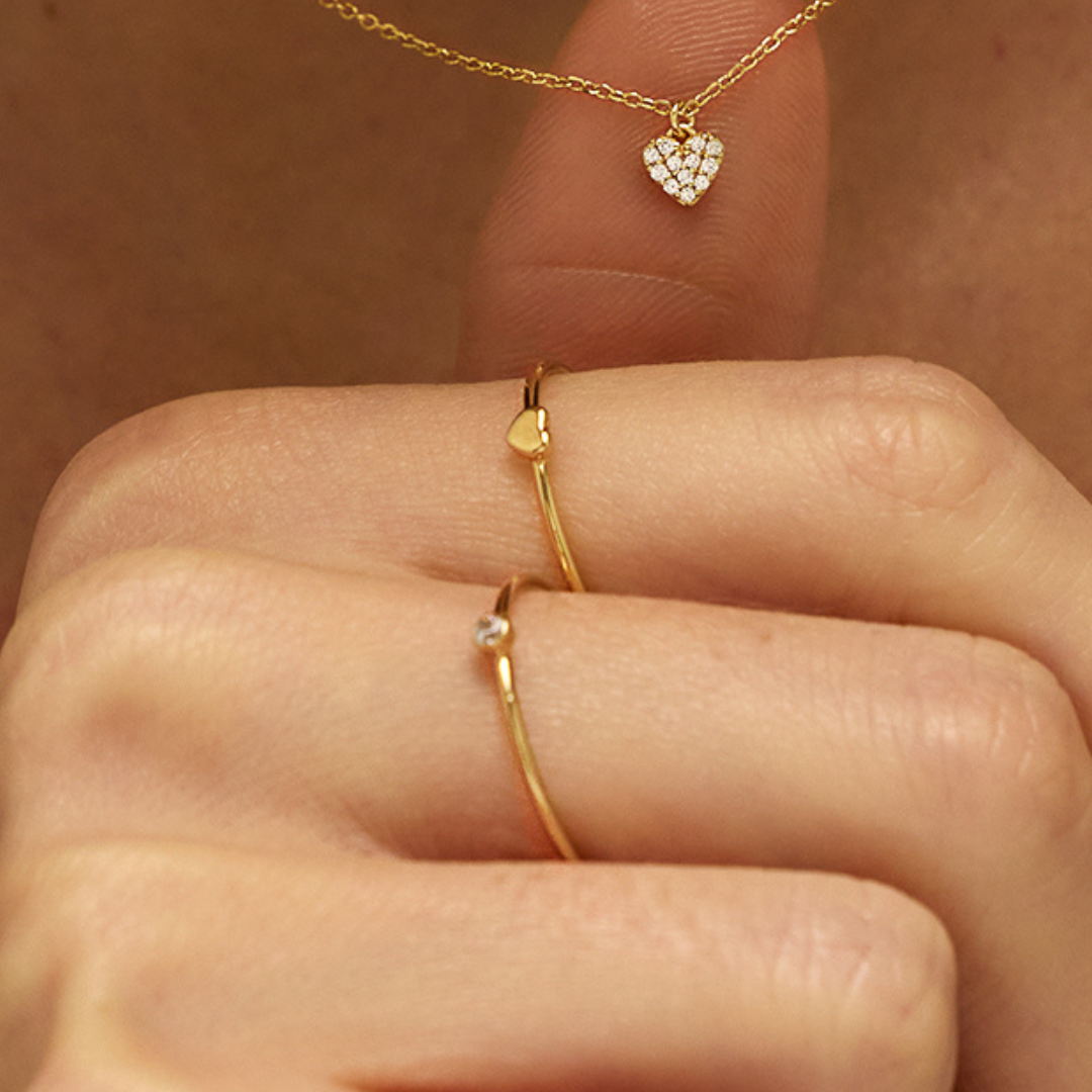 Gold-Tone Tiny Heart Ring