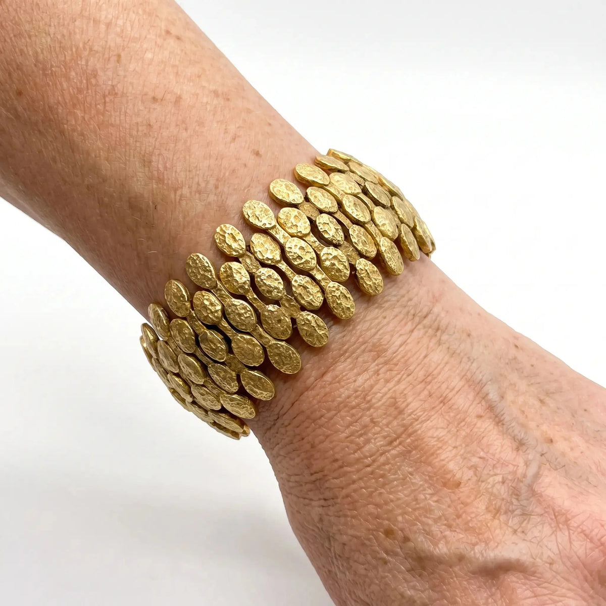 Emerald Mosaic Gold-Tone Green Crystal-Style Statement Bracelet