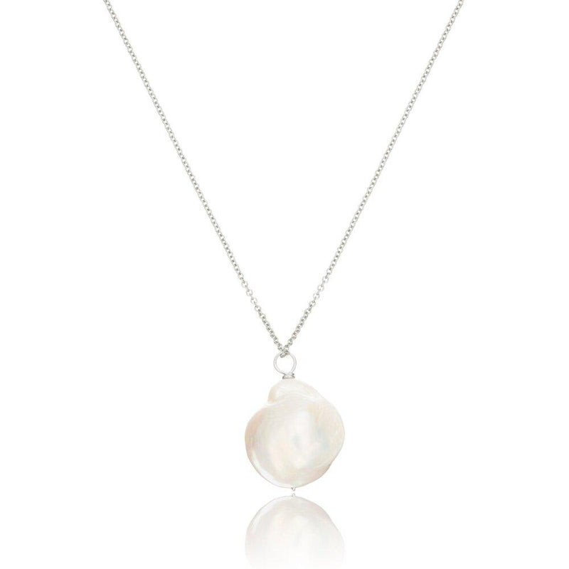 Solid White Gold Extra Large Baroque Pearl Necklace
