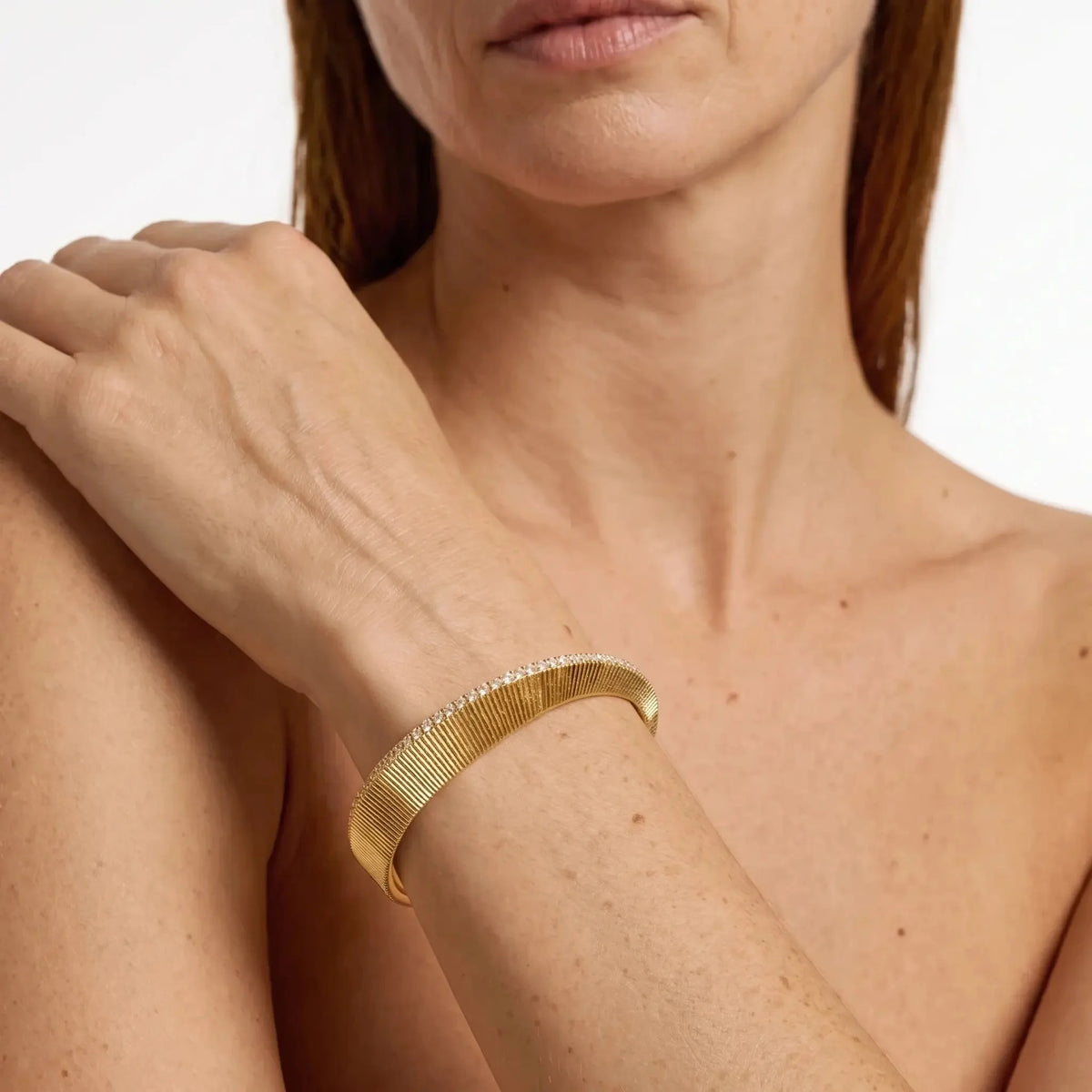 Crystal-Style Arc Cuff Bracelet in Gold-Tone &amp; Silver-Tone
