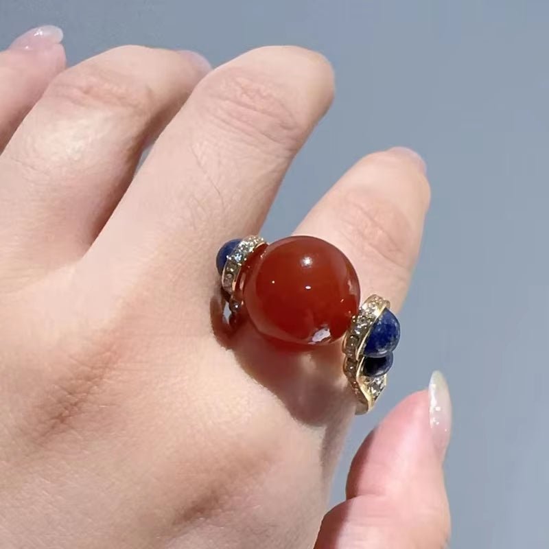 Gold-Tone Multicolor Crystal-Style Statement Ring