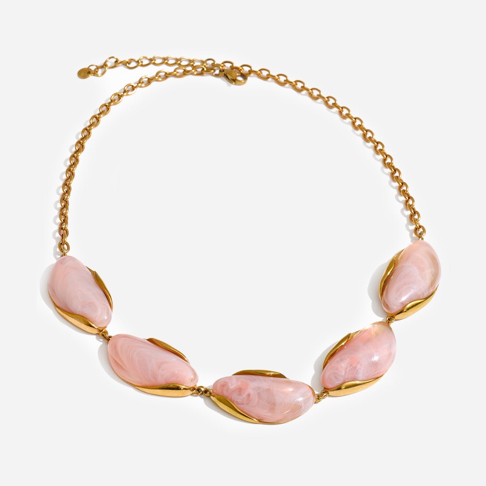 Stone-Style Statement Necklace in Gold-Tone