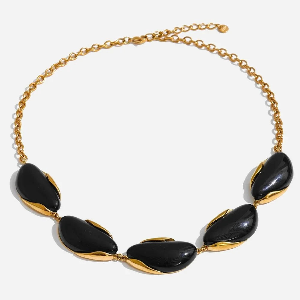 Stone-Style Statement Necklace in Gold-Tone