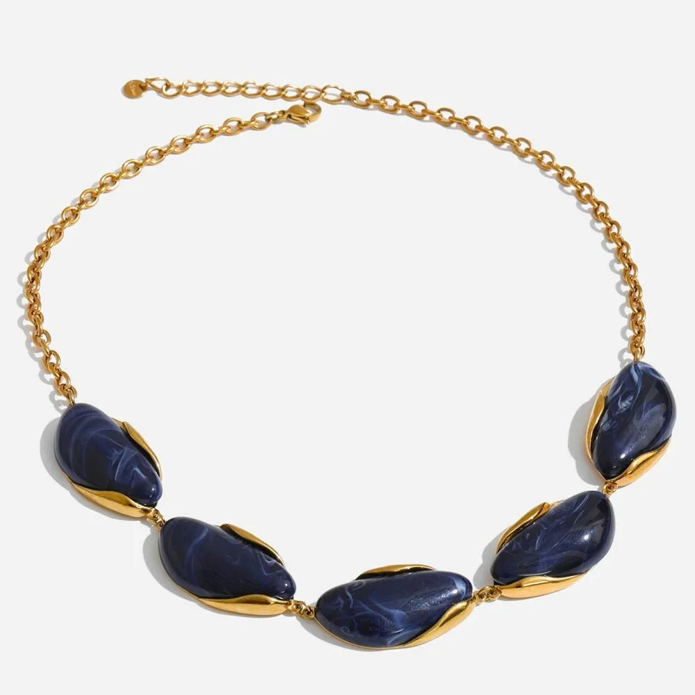 Stone-Style Statement Necklace in Gold-Tone