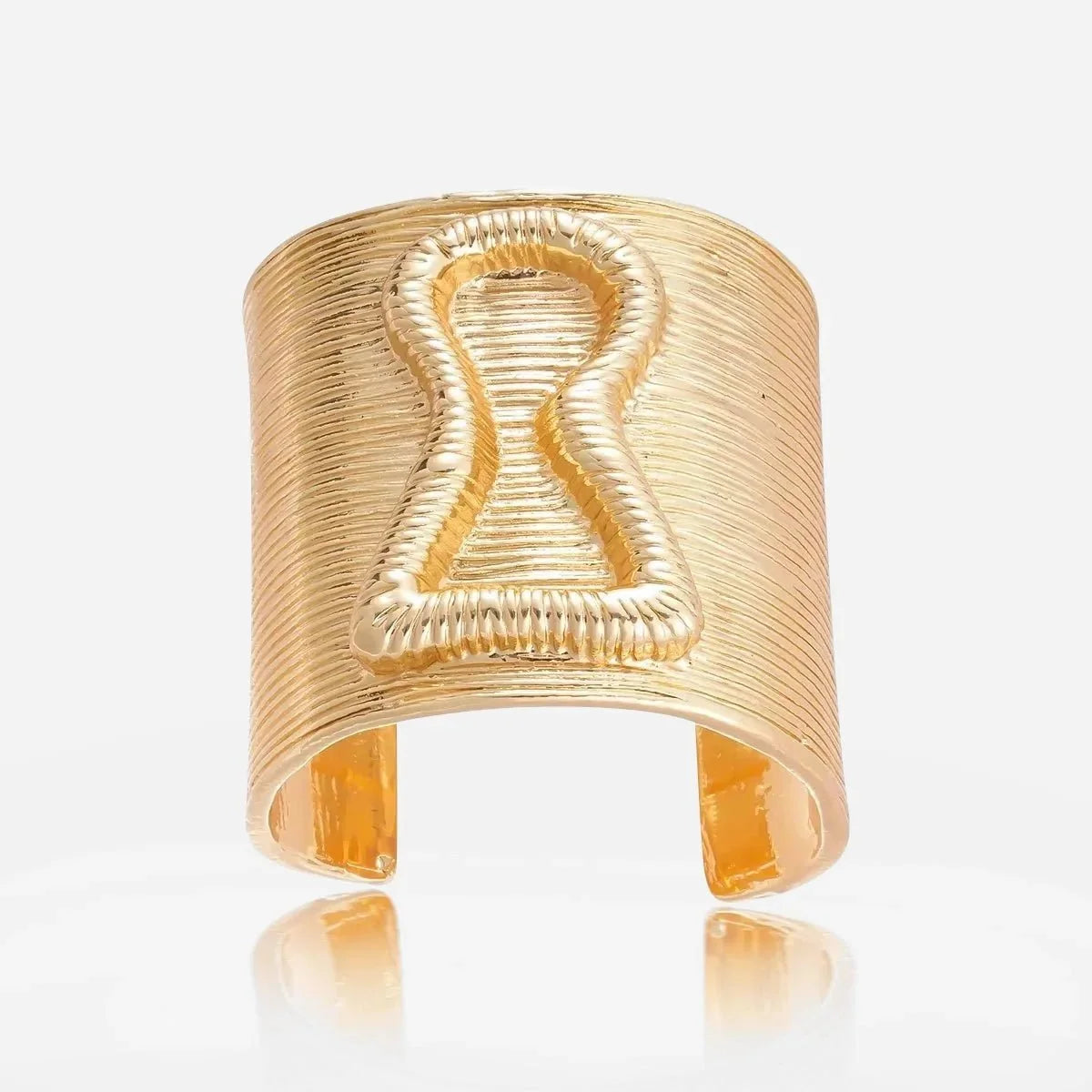 Wide Lock Motif Cuff Bracelet in Gold-Tone