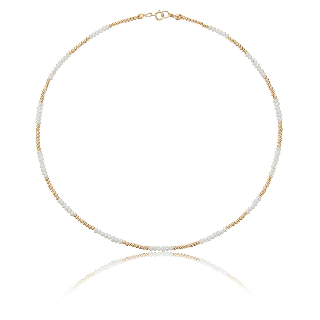 Gold-Tone Beaded Mini Pearl-Style Choker Necklace