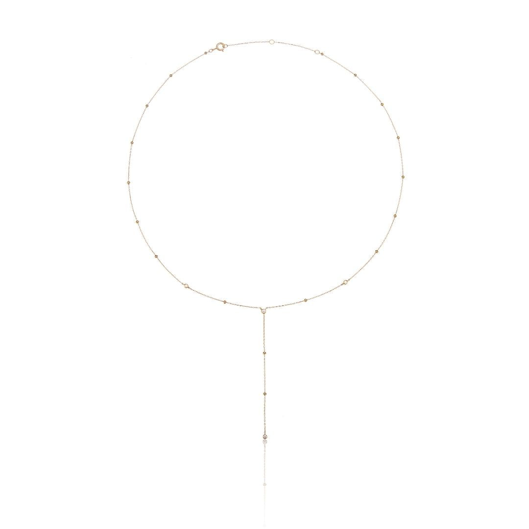 Gold-Tone Crystal-Style Satellite Lariat Necklace