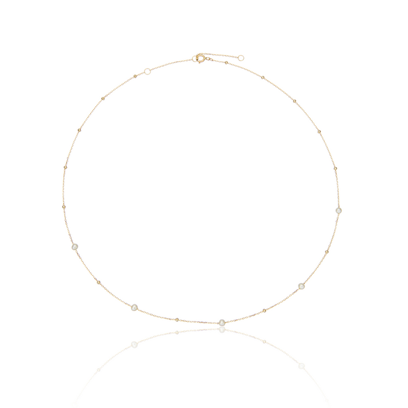 Gold Five Pearl Satellite Necklace