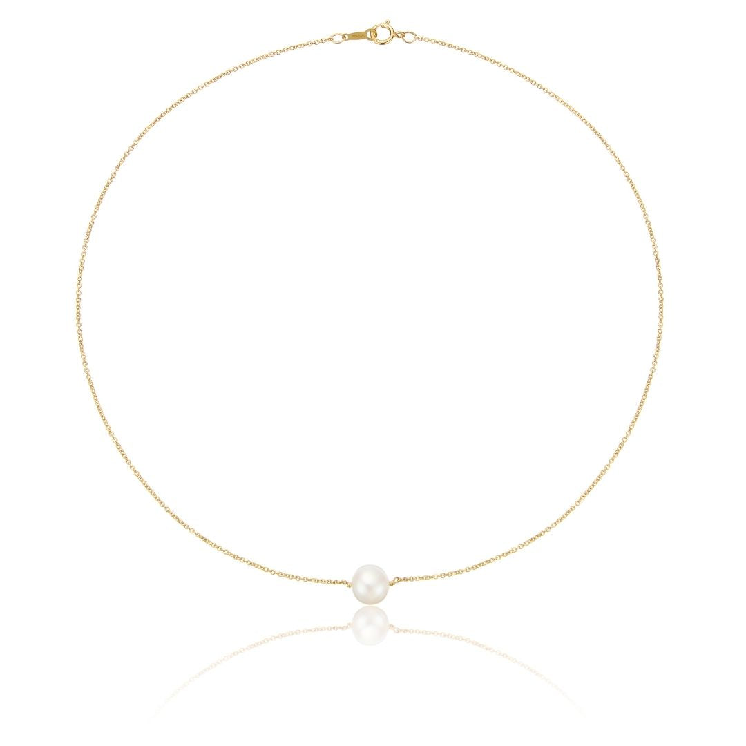 Gold-Tone Medium Single Pearl-Style Choker Necklace
