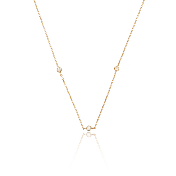 Gold Three Diamond Style Necklace