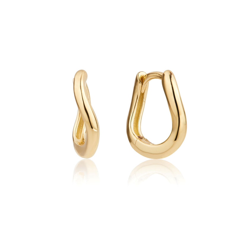 Gold Wave Huggie Hoop Earrings
