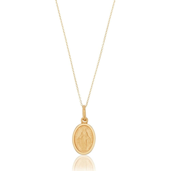 Solid Gold Small Virgin Mary Necklace