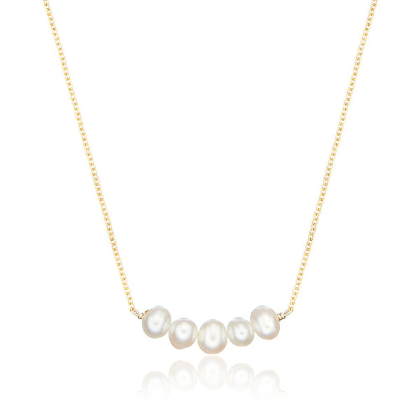 Gold Pearl Cluster Necklace