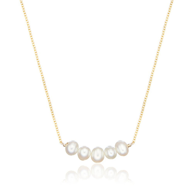 Gold Pearl Cluster Necklace
