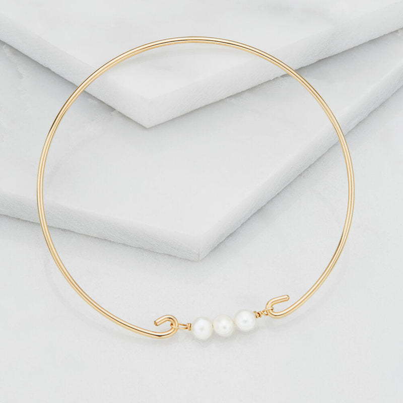 Gold Pearl Cluster Bangle