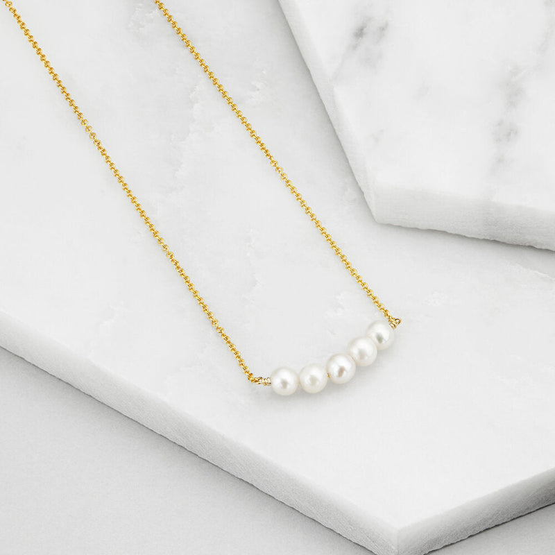 Gold Pearl Cluster Necklace