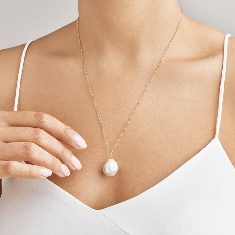 Gold Extra Large Baroque Pearl Necklace