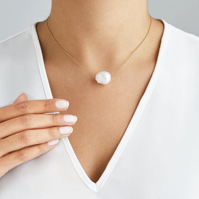 Rose Gold Large Baroque Pearl Choker