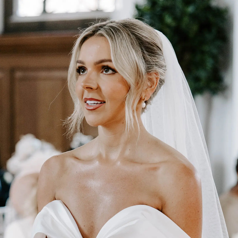 Gold Huggie Pearl Drop Earrings