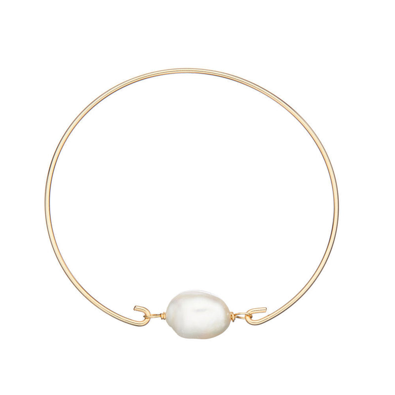 Gold Large Pearl Bangle