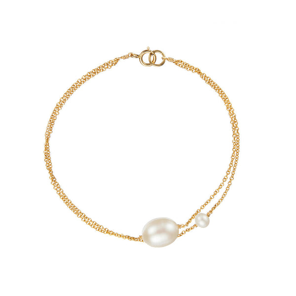 Gold Layered Large and Small Pearl Bracelet