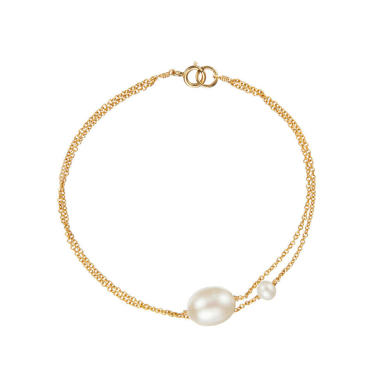 Gold Layered Large and Small Pearl Bracelet
