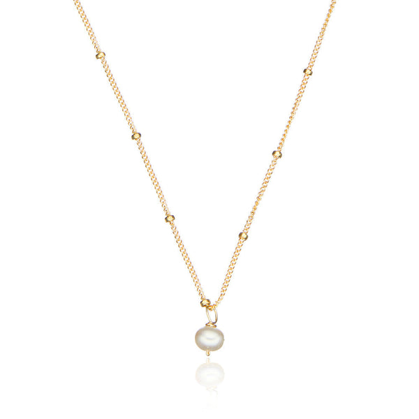 Gold Single Pearl Satellite Necklace