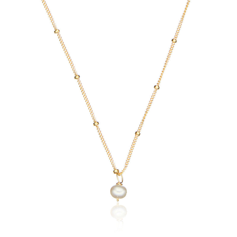 Gold Single Pearl Satellite Necklace