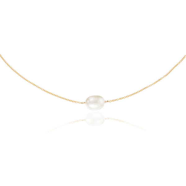 Gold Large Single Pearl Choker