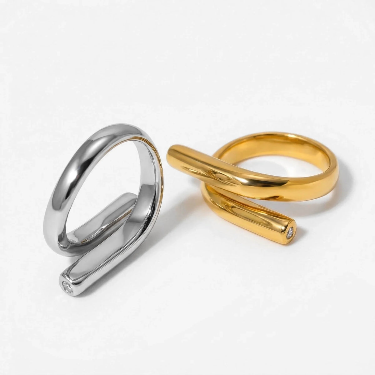 Gossamer Crystal-Style Adjustable Ring in Gold-Tone &amp; Silver-Tone