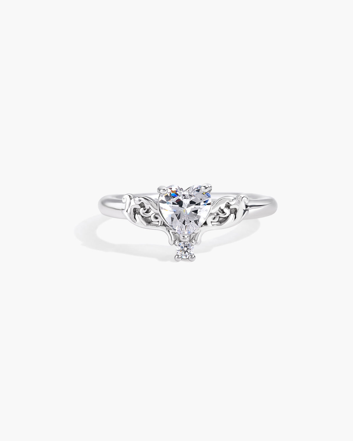 Goth Barbie Heart Crystal-Style Ring, Silver-Tone