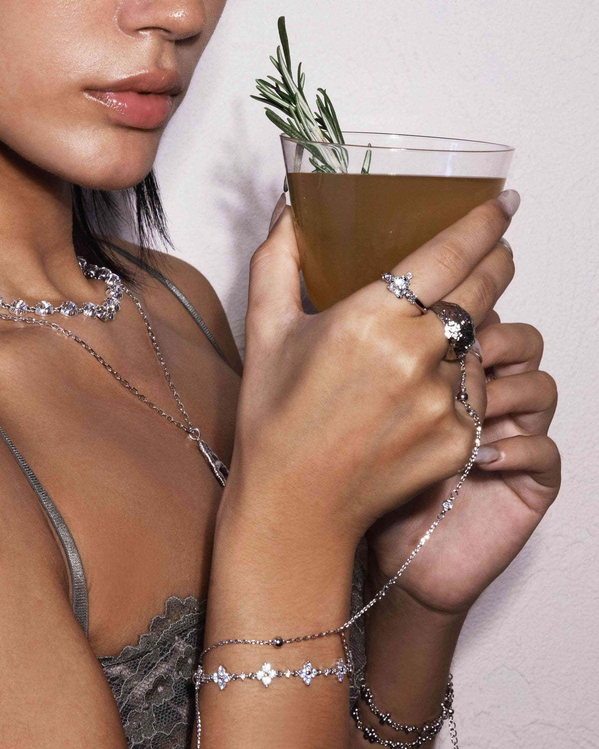 Goth Barbie Heart Crystal-Style Ring, Silver-Tone