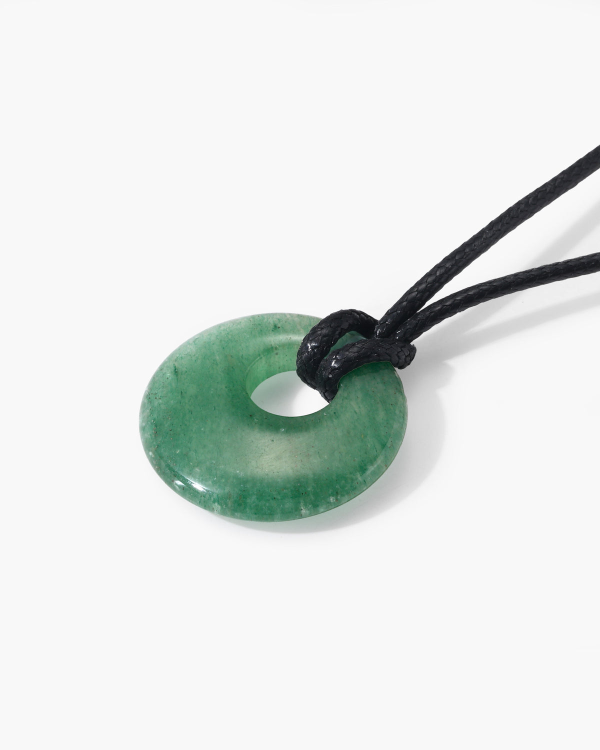 Green Crystal-Style Donut Pendant Cord Necklace
