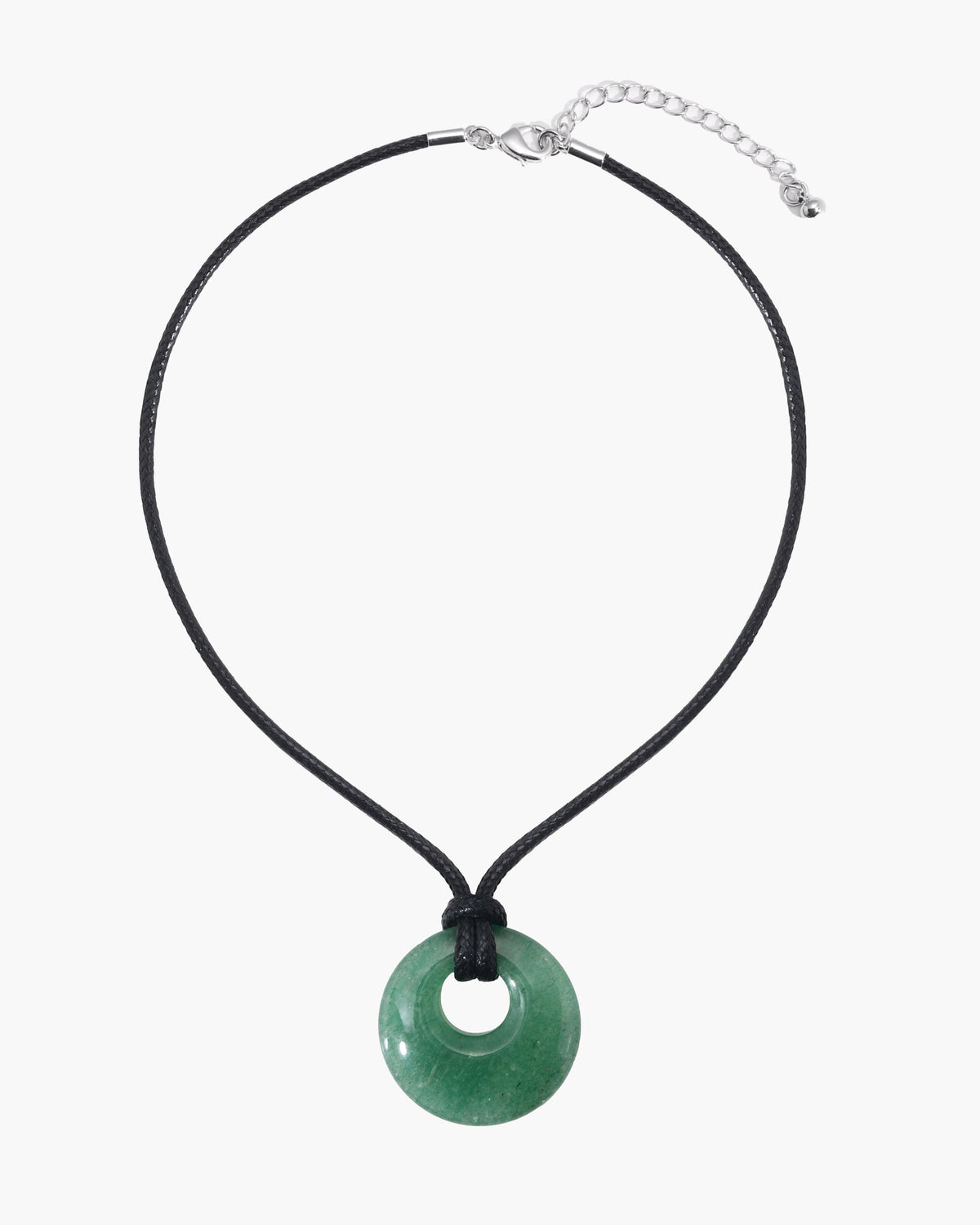 Green Crystal-Style Donut Pendant Cord Necklace