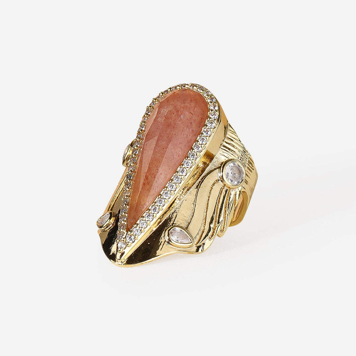 Iconic Teardrop Crystal-Style Halo Statement Ring