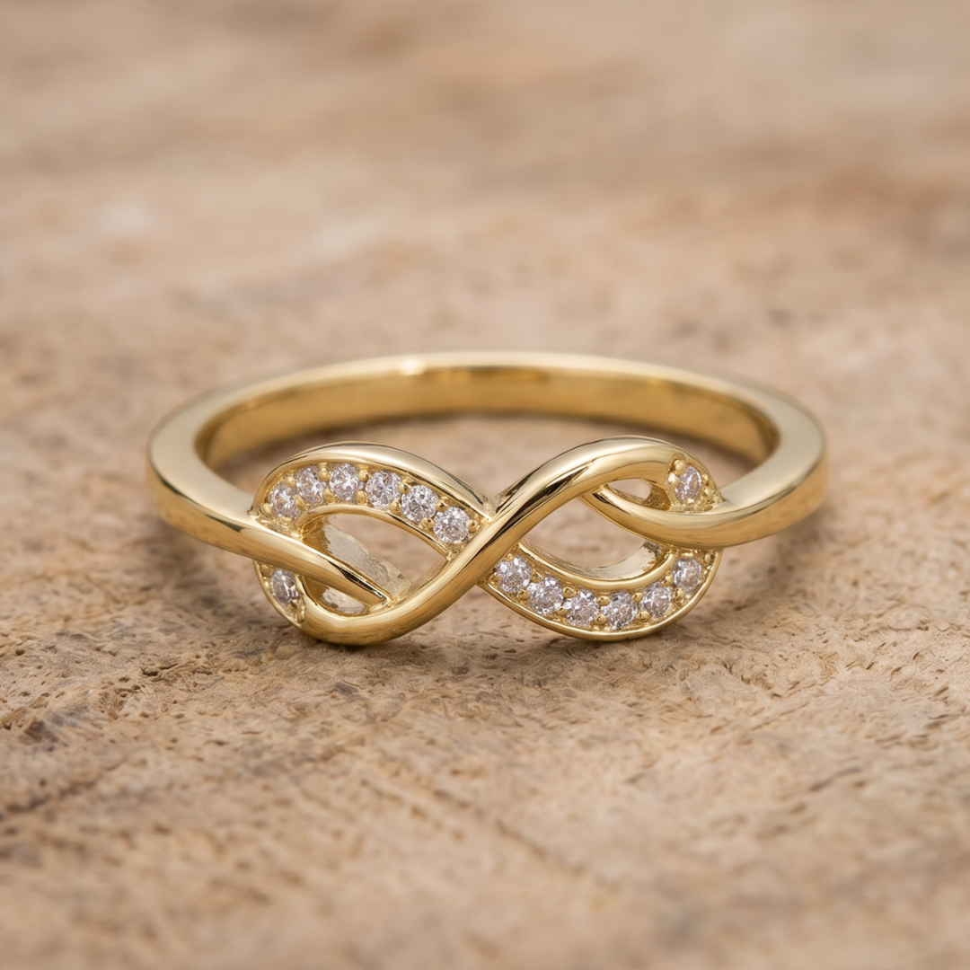 Infinity Gold-Tone Crystal-Style Ring