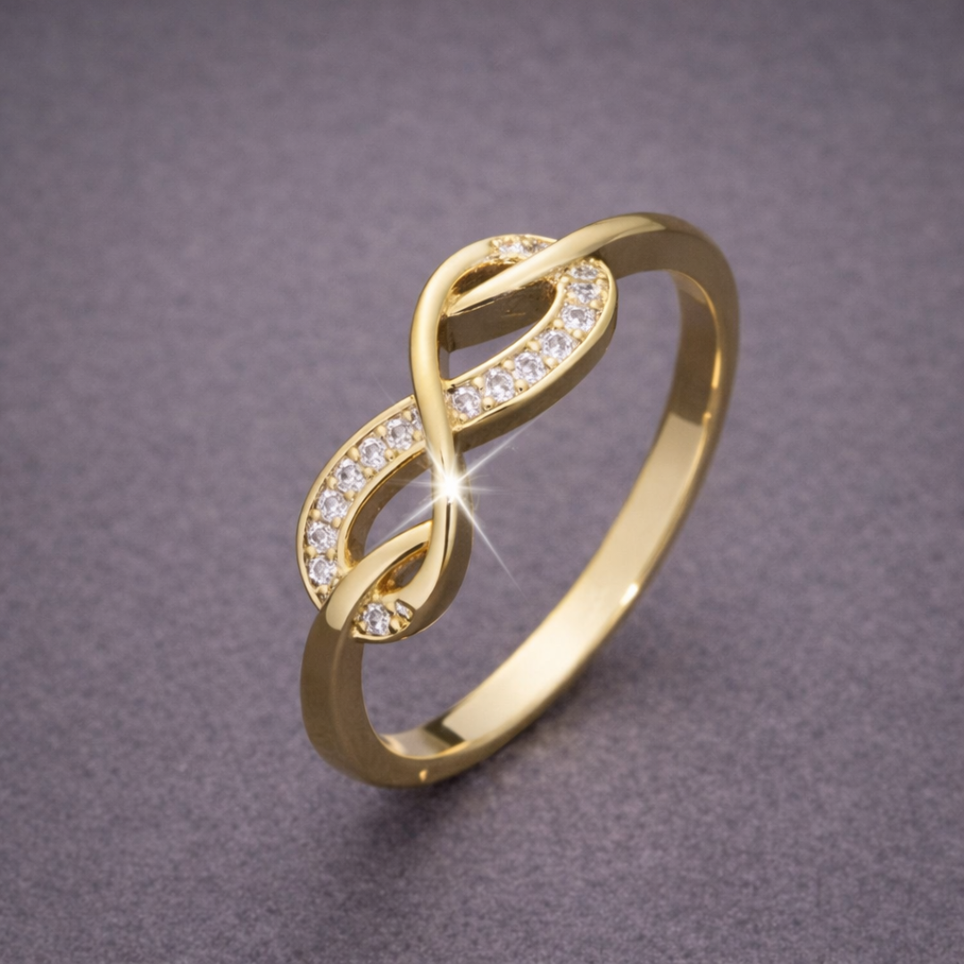 Infinity Gold-Tone Crystal-Style Ring