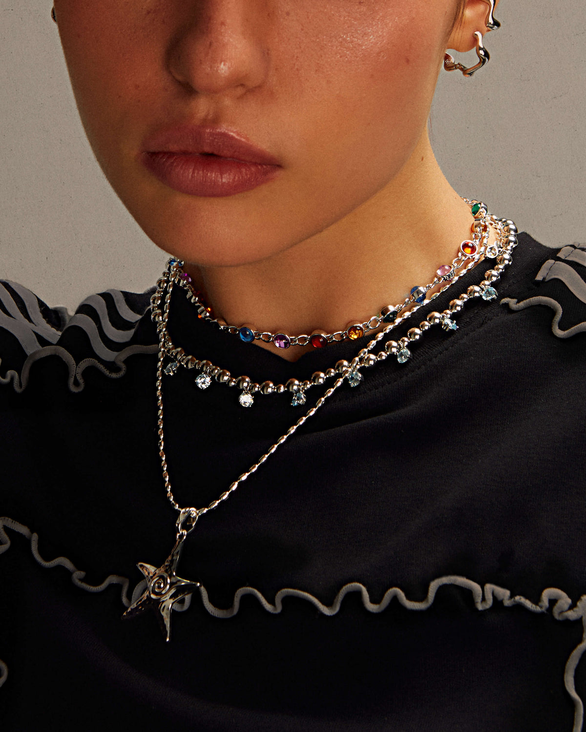 Infinity Silver-Tone Multi-Color Crystal-Style Choker Necklace
