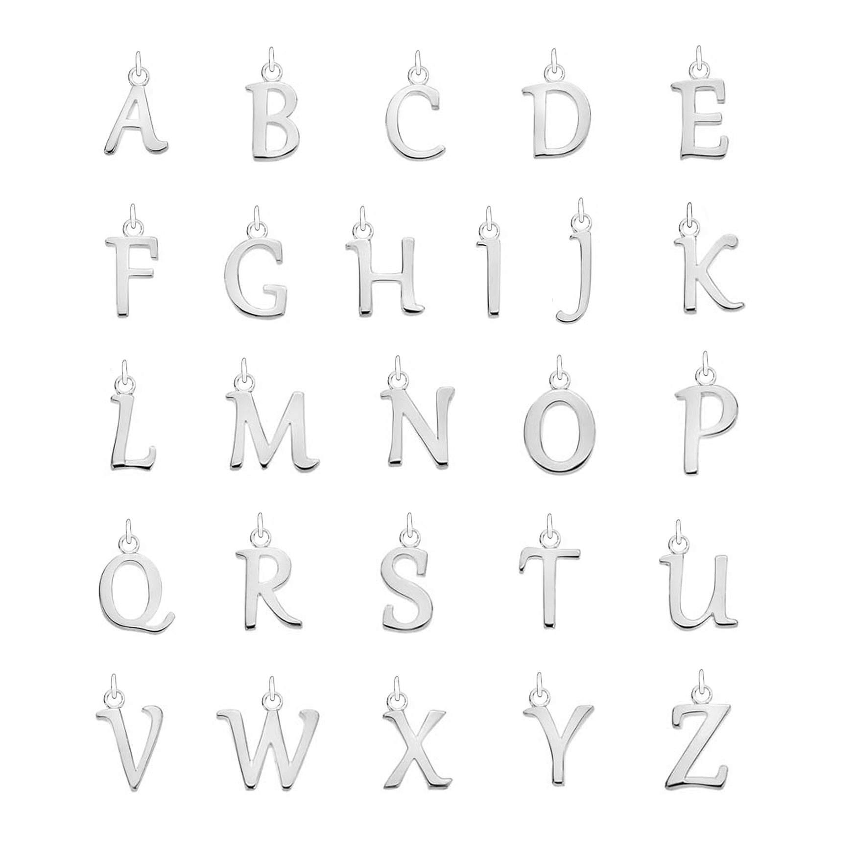 White Gold-Tone Individual Curved Initial Charm