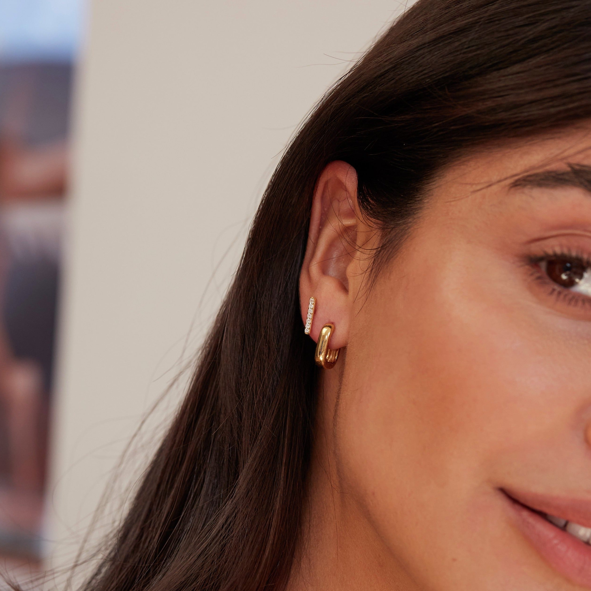 Gold-Tone Thick Squared Hoop Earrings