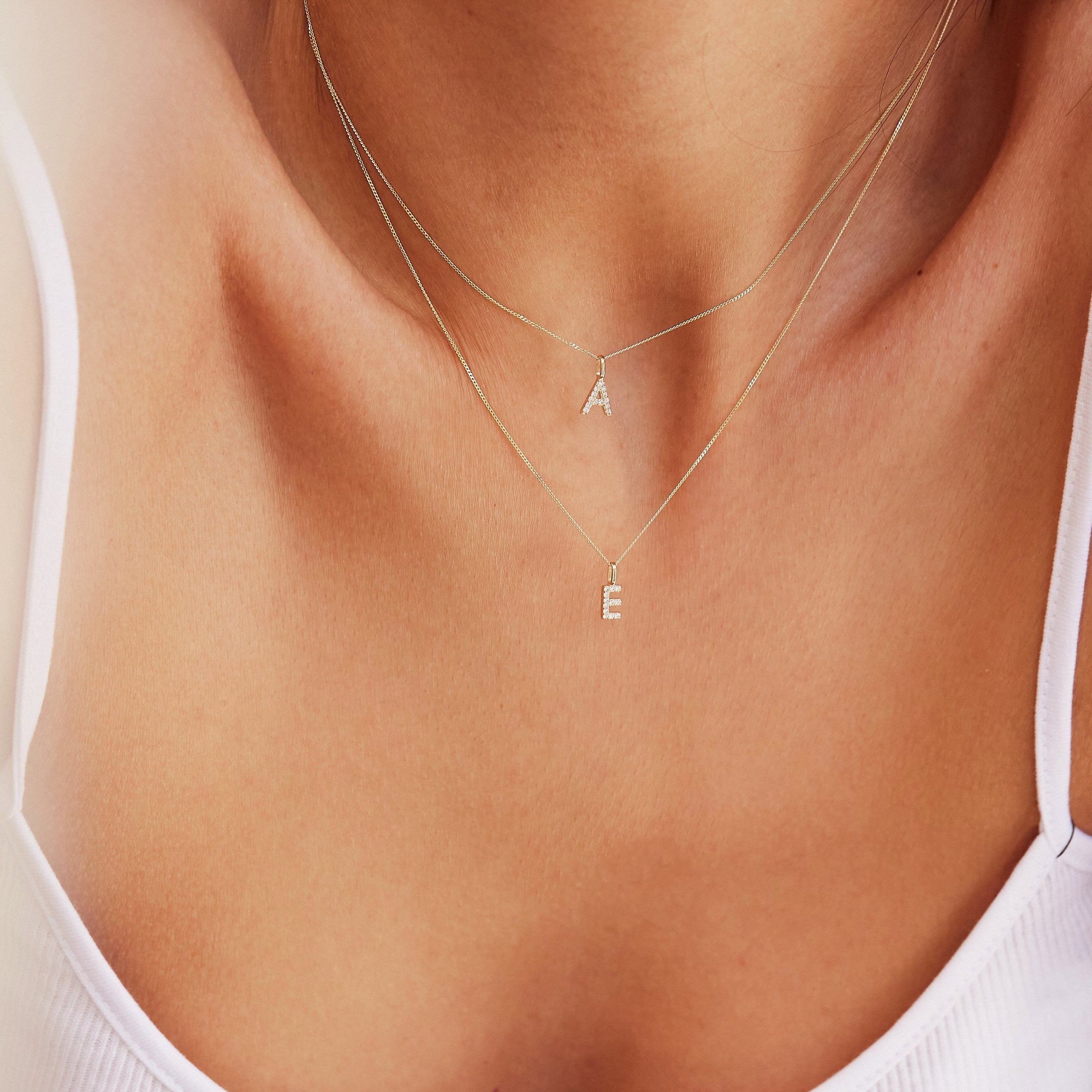 White Gold-Tone Crystal-Style Individual Initial Charm