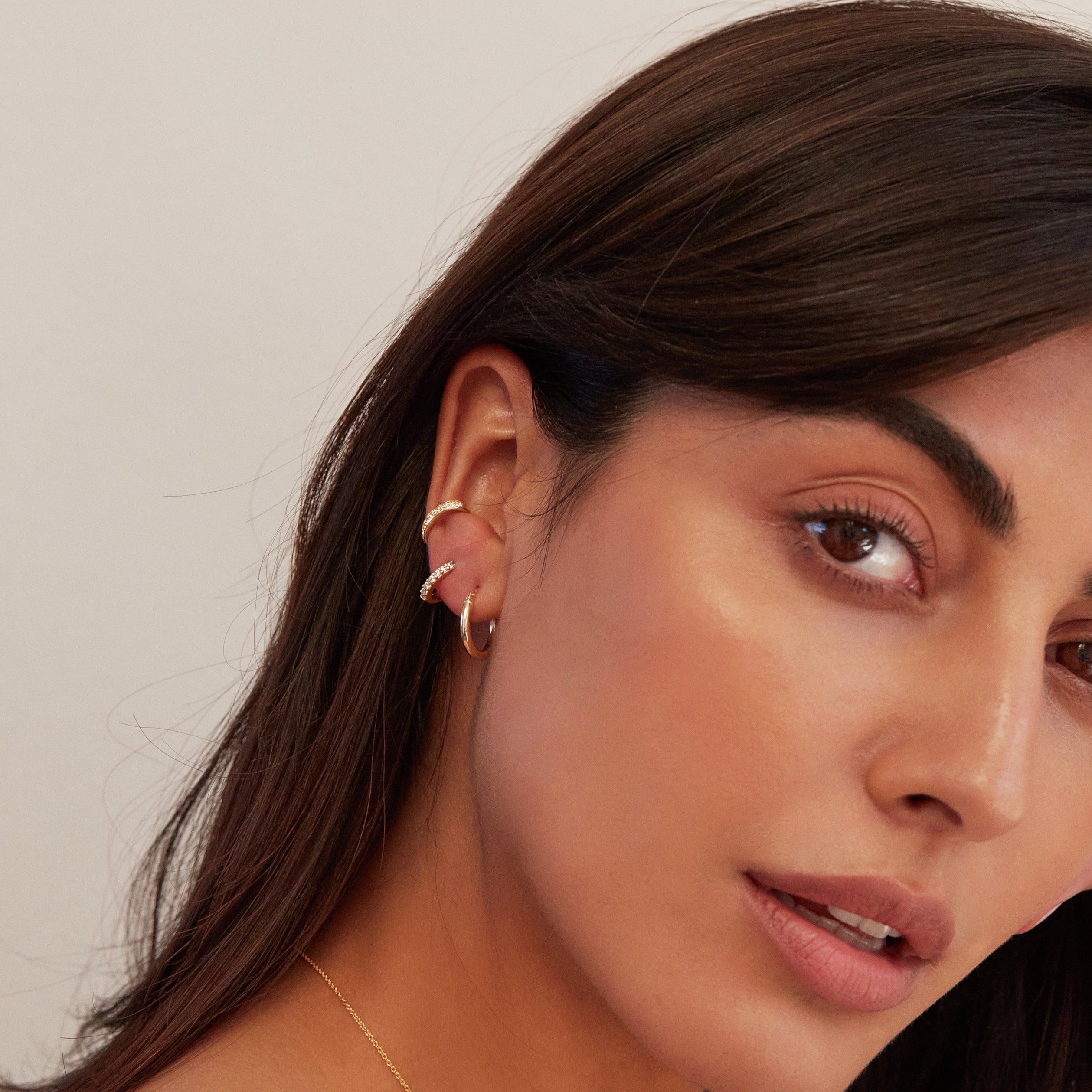 Gold-Tone Thick Crystal-Style Ear Cuff