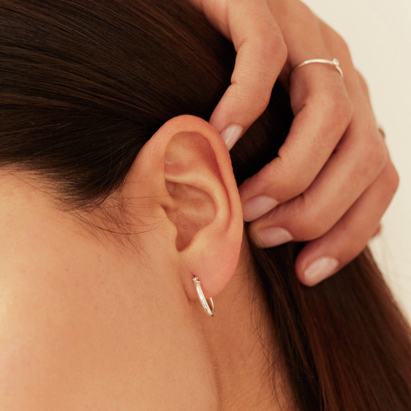 Silver Small Rounded Hoop Earrings