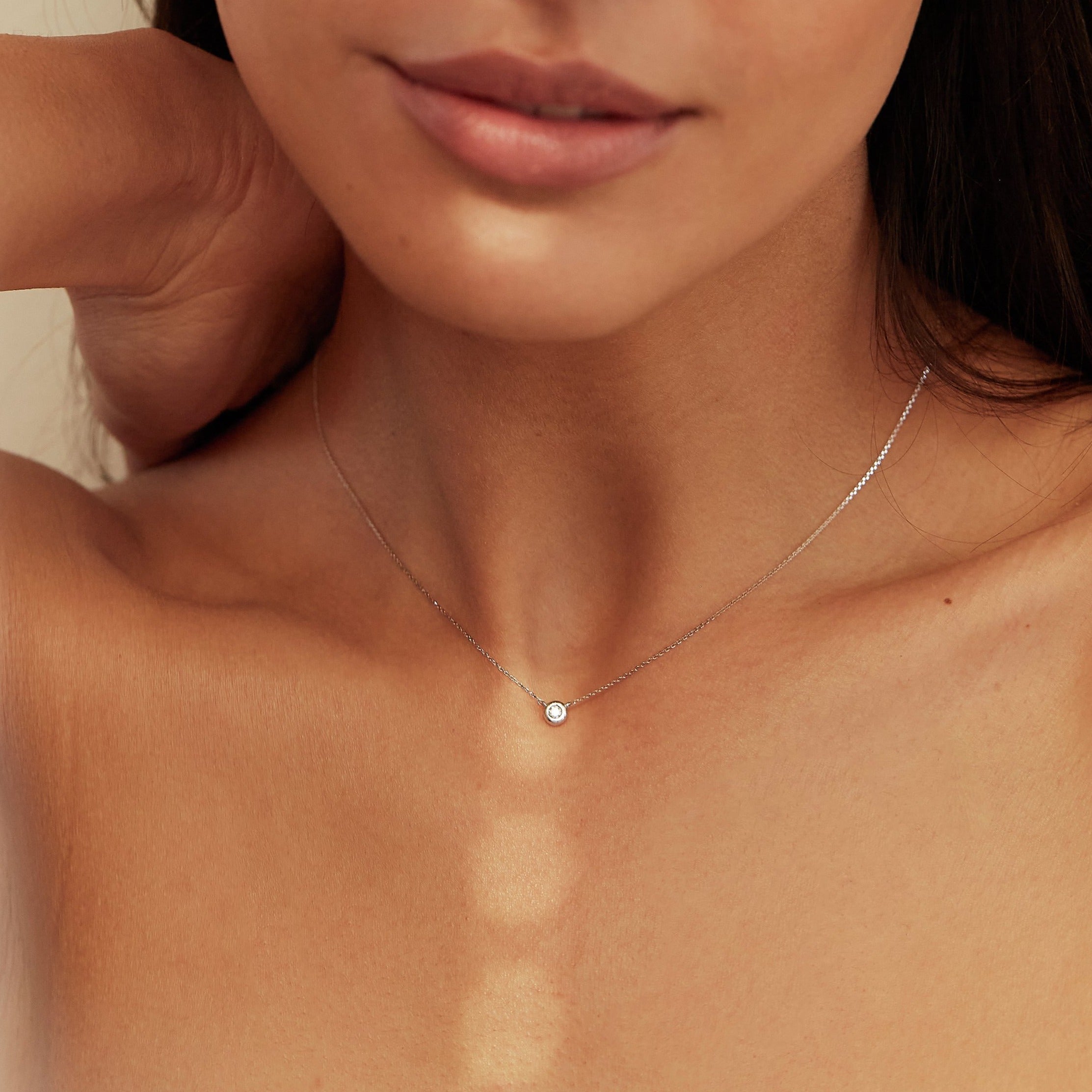 Silver-Tone Floating Crystal-Style Necklace