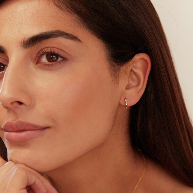 Gold Molten Huggie Hoop Earrings