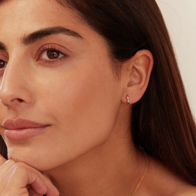 Silver Molten Huggie Hoop Earrings